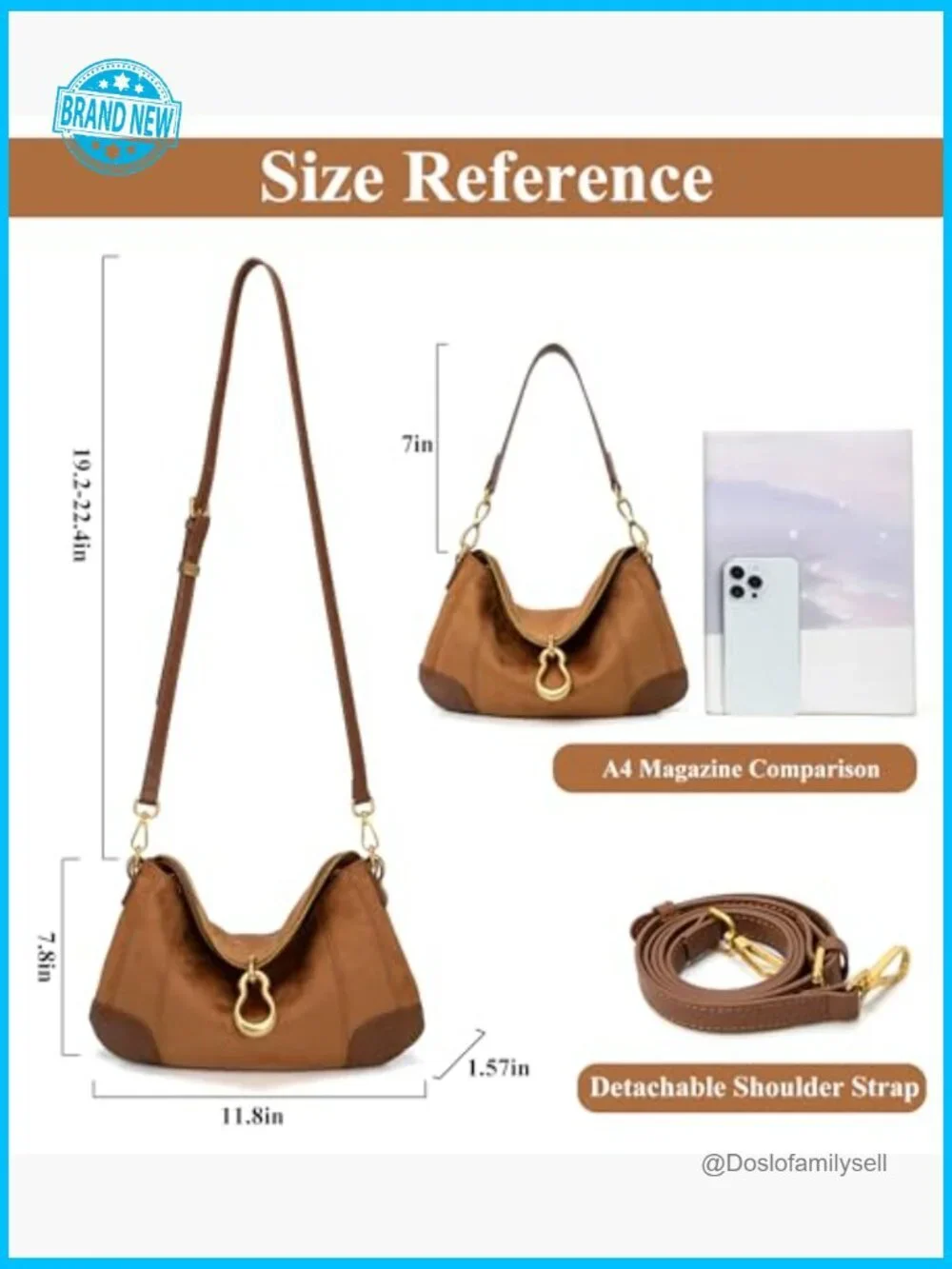 Small Hobo Purse with Metal Pendant Embellished Retro Satchel Handbag